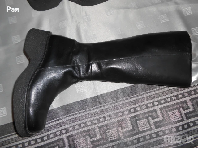 Черни кожени ботуши Romanelli, снимка 4 - Дамски ботуши - 50676891