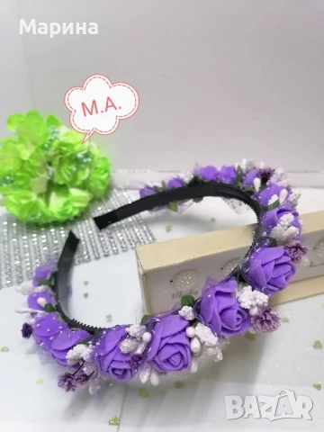 Празнична диадема с цветя, вариант 33, снимка 5 - Аксесоари за коса - 54232591
