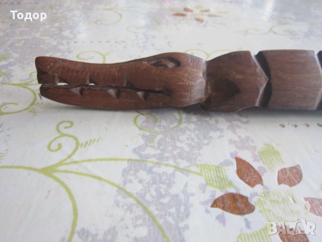 Дървена фигура фигурка крокодил, снимка 4 - Колекции - 33711511