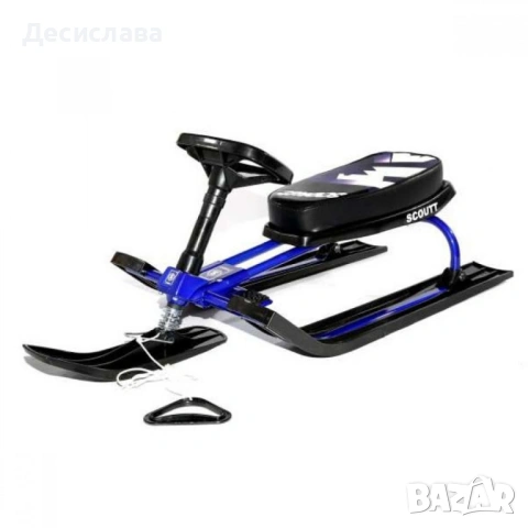 Зимна шейна с кормило, предни и задни ски и метална спирачка Mustang, снимка 7 - Скутери и тротинетки - 53030865