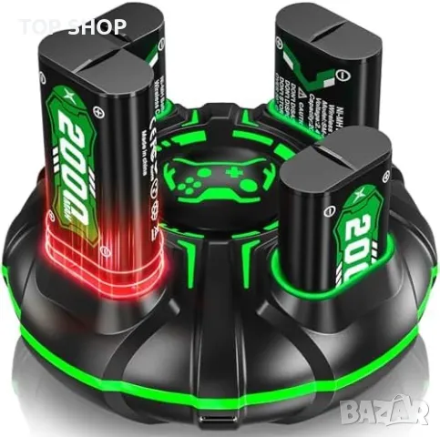 Нова Xbox Зарядна Станция + 4 Батерии 2000mAh за игри геймър, снимка 3 - Друга електроника - 50038568
