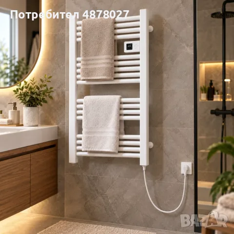 Електрически радиатор за баня 500W с термостат, дисплей, таймер и 16 нагревателни тръби, IP24