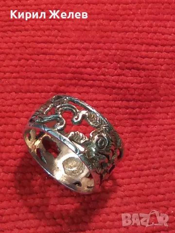 Стар АВТОРСКИ ХУДОЖЕСТВЕНО ОРНАМЕНТИРАН АЖУРЕН СРЕБЪРЕН ПРЪСТЕН СРЕБРО 835 МАЙСТОРСКА РАБОТА 8489, снимка 11 - Антикварни и старинни предмети - 50192676
