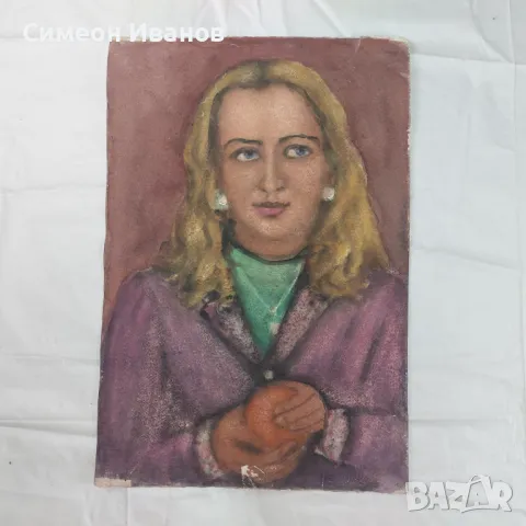 Интересна стара картина акварел портрет SG2024