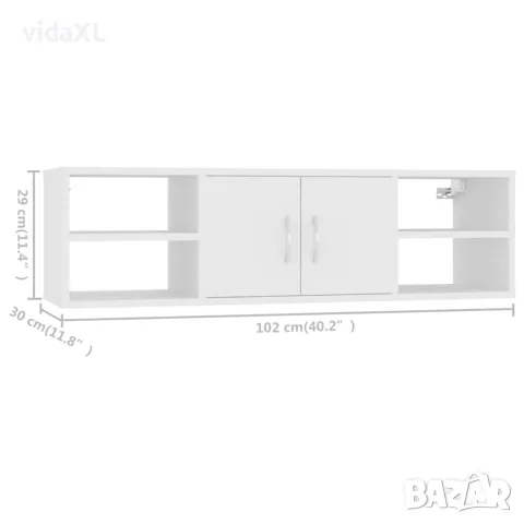 vidaXL Стенен рафт, бял, 102x30x29 см, инженерно дърво, снимка 8 - Етажерки - 56147821