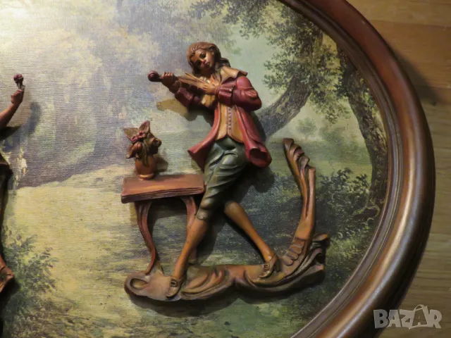 Старинна италианска барелефна картина Серенада за любимата  с маркировка еротика секс, снимка 4 - Картини - 49936691