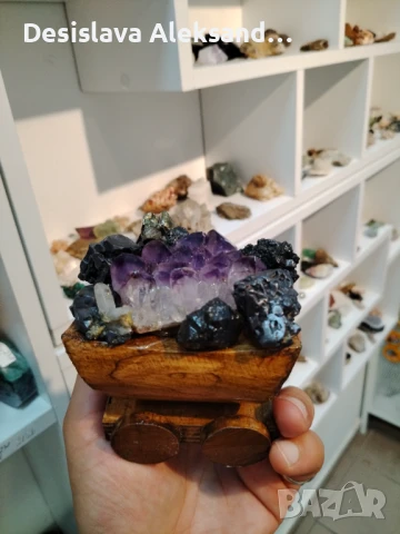 Вагон, ръчна изработка със аметист и клеофан , снимка 3 - Антикварни и старинни предмети - 51197151