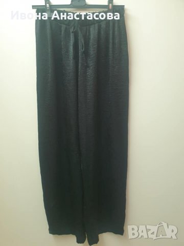 СВОБОДНИ ПАНТАЛОНИ ОТ ИЗКУСТВЕНА КОПРИНА С БЛЯСЪК , снимка 1