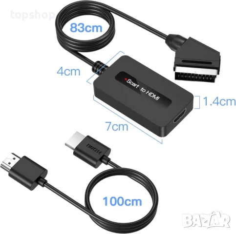 НОВ Scart към HDMI конвертор, мъжки Scart In HDMI Out конвертор поддържа Full HD 720P/1080P..., снимка 7 - Кабели и адаптери - 50501444