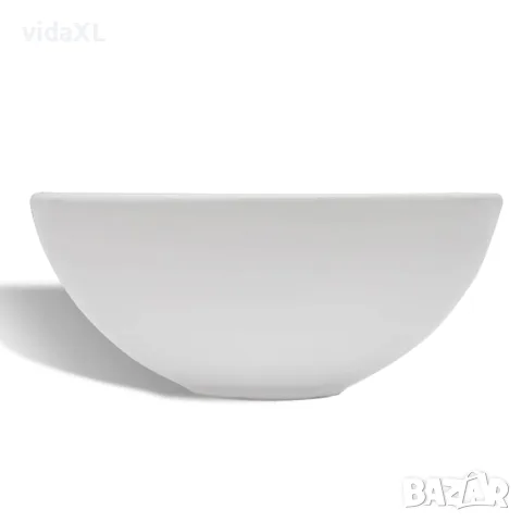 vidaXL Мивка за баня със смесител, керамична, кръгла, бяла, снимка 5 - Мивки - 56146382