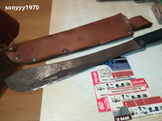 СТАР НОЖ-50СМ МАЧЕТЕ С КОЖЕНА НОЖНИЦА 1305251958LCHERY, снимка 4 - Антикварни и старинни предмети - 50276004