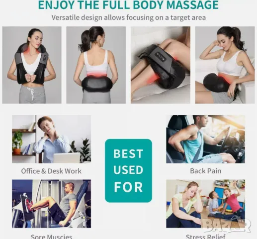 Shiatsu масажор за шия и гръб с успокояваща топлина, снимка 5 - Масажори - 48574757
