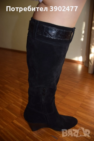 Чисто нови дамски кожени ботуши от Италия, велур, снимка 8 - Дамски ботуши - 52115910