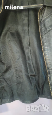 Черно кожено яке, снимка 4 - Якета - 51086007