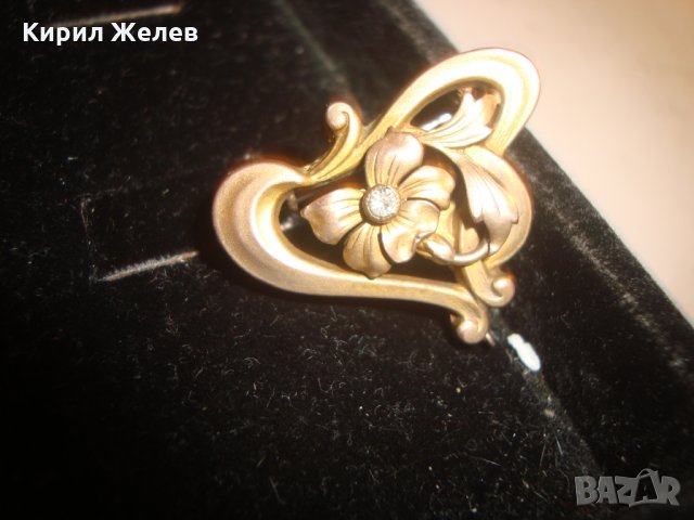 СТАРИННА ДИАМАНТЕНА ПОЗЛАТЕНА МЕДНА БРОШКА АРТ-ДЕКО ЮВЕЛИРНА РАБОТА ФЛОРАЛНА 60951, снимка 16 - Антикварни и старинни предмети - 30636809