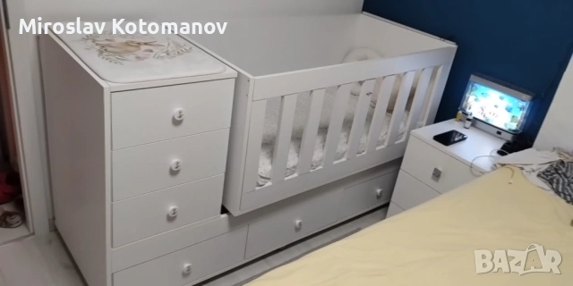 Детско легло с кошара и шкафче 3 в 1