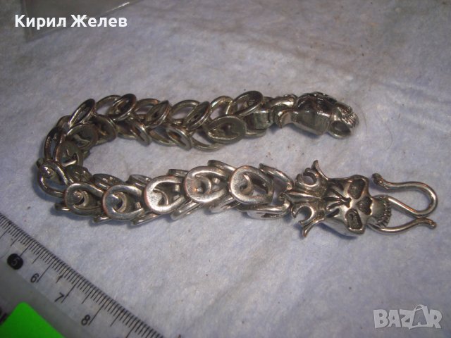 СТАРА МЕДНА ПОСРЕБРЕНА ХЕВИ - МЕТЪЛ ГРИВНА РЯДКА ВИНТИДЖ ПЛЕТКА 70641, снимка 8 - Гривни - 37127705