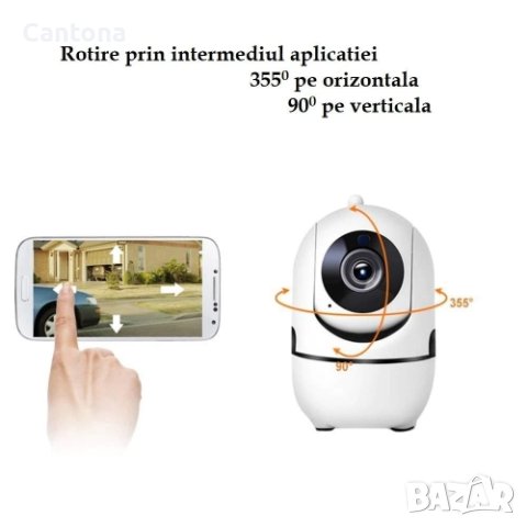 PTZ IP камера за наблюдение, WiFi, 360° въртене, Full HD, Нощно виждане, Микрофон, снимка 4 - IP камери - 42458258