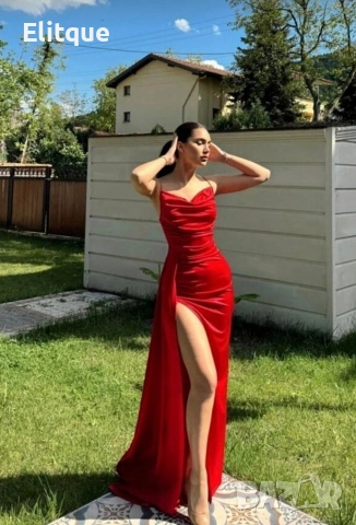 ⭐️Дълги сатенени рокли с цепка, снимка 4 - Рокли - 53195514