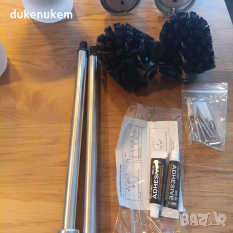 2 броя Стенна четка за тоалетна, без пробиване, неръждаема стомана, снимка 11 - Други - 53161203