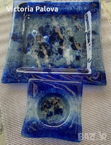 Квадратно плато и пепелник ръчна изработка, снимка 2 - Други - 36957882