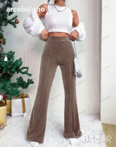 Дамски кадифени панталони с висока талия, 6цвята , снимка 10 - Панталони - 48443784