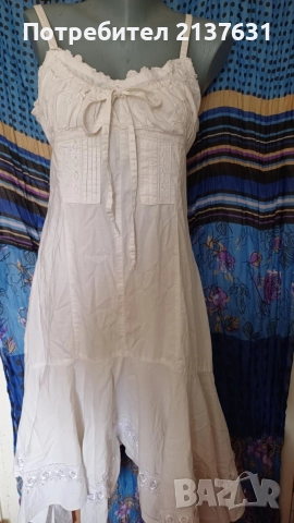 ДАМСКА БЯЛА АСИМЕТРИЧНА РОКЛЯ Размер , снимка 2 - Рокли - 51816273