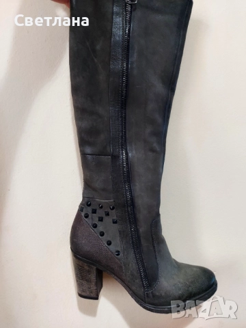 Нови ефектни ботуши в графит,36 номер, снимка 2 - Дамски ботуши - 52351928