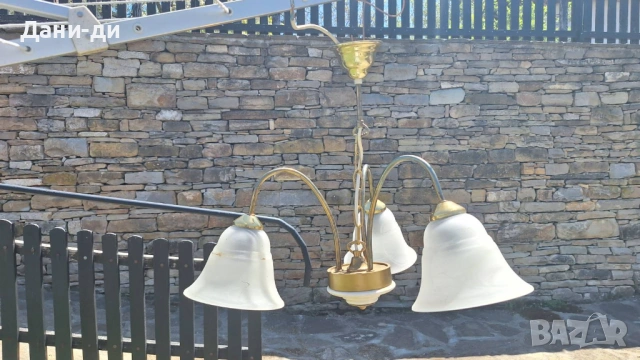 Старинни месингови  (бронзови) полилеи, абажури, снимка 10 - Антикварни и старинни предмети - 54320340