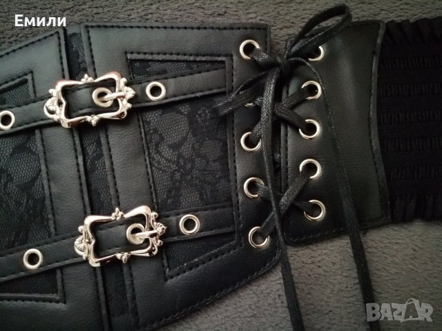 Корсет колан от еко кожа с дантела, връзки и катарами , снимка 15 - Корсети, бюстиета, топове - 38912009