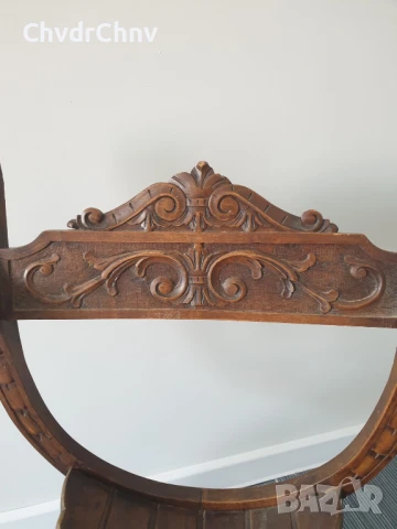 Много стар френски дървен стол-седло/орех/ръчна дърворезба/82см/19-ти век, снимка 6 - Антикварни и старинни предмети - 51301999