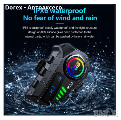 Bluetooth интеркоми за каска 6.0, CVC DSP шумопотискане, LED дисплей, IPX6, 1000 mAh, снимка 7 - Аксесоари и консумативи - 56070247