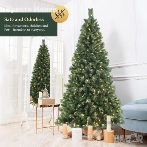 Коледна елха 210см с вградени лед лампички Голяма НОВА, снимка 7 - Декорация за дома - 50164762