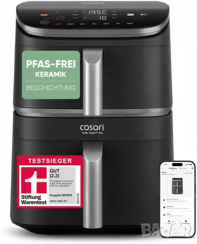 Фритюрник с горещ въздух Cosori Turbo Tower Pro Smart 10,8 л, Wi-Fi