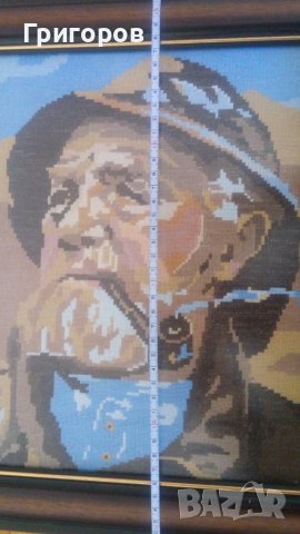 Гоблен "Старецът с лулата" на Вилер, снимка 3 - Гоблени - 36662550