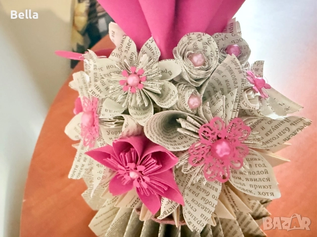 ваза с цветя, хартиено изкуство, снимка 12 - Вази - 52443232