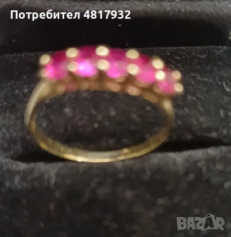златен пръстен с рубини, 14 карата, снимка 3 - Пръстени - 56238938