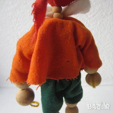 Пинокио дървена стара играчка, марионетка, Буратино на пружина, виси, снимка 8 - Антикварни и старинни предмети - 29741624