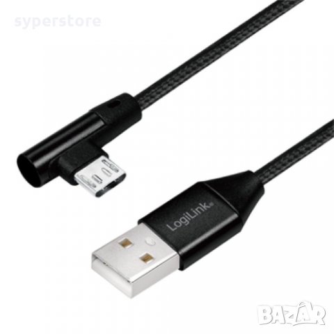 Кабел USB-A към Micro USB-B 2.0 LogiLink CU0142 с ъглов накрайник на 90°