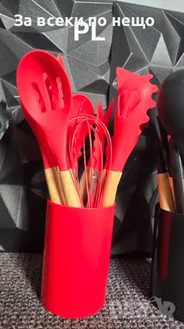 Комплект кухненски прибори със стабилна дървена дръжка от 12 части Код P176, снимка 4 - Прибори за хранене, готвене и сервиране - 49455646