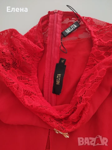 Червена дамска рокля , снимка 2 - Рокли - 51308247