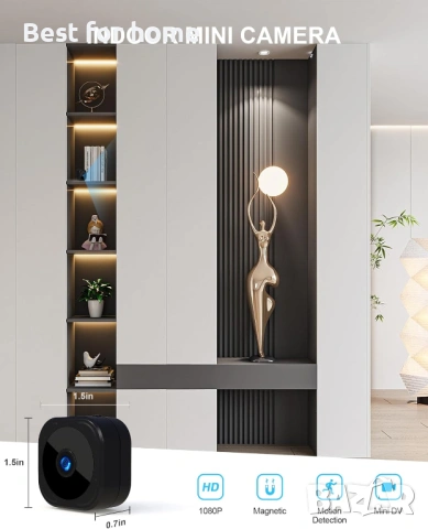 AOBOCAM A12 Мини WiFi Камера 1080P HD – Шпионска камера с Нощно виждане и Двойна връзка, снимка 2 - Други - 53212646