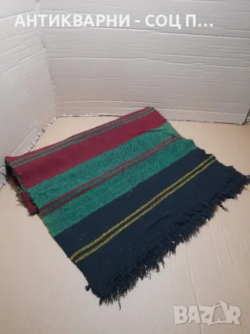 Соц Стара Ръчно Тъкана Двулицева Черга Размери 3.800см/ 80см., снимка 2 - Антикварни и старинни предмети - 48502131