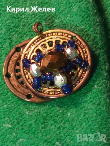 СТАР БРОНЗОВ НАКИТ ИНТЕРЕСНО БИЖУ КОПЧЕ с ФАСЕТИРАН МАРКАЗИТ и ЦВЕТНИ МЪНИСТА 60541