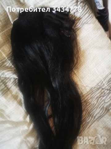 Чисто нова коса 100% естествен косъм,черен цвят, дължина 65 см със закопчаване на 4 реда, снимка 5 - Продукти за коса - 37730746