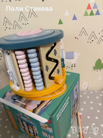 11 в 1 Дървен Монтесори интерактивен куб