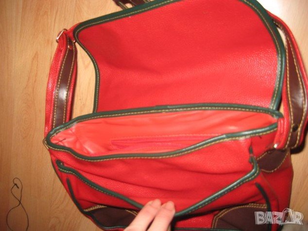 Чанта червена с дълга дръжка, снимка 2 - Чанти - 31962851