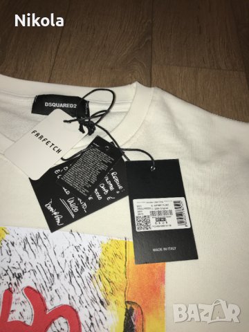 DSQUARED блуза, с щампа, бяла, размер: S , снимка 7 - Блузи - 42552466