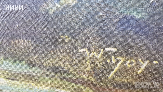 Стара картина пейзаж , снимка 3 - Антикварни и старинни предмети - 52867715