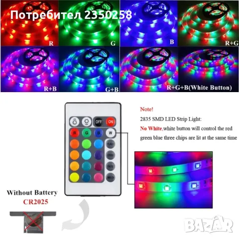 С дистанционно RGB LED цветна лента 5 метра за коледна украса ленти стая, снимка 5 - Лед осветление - 48151452